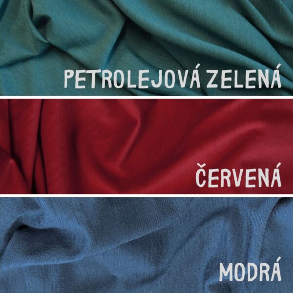 Merinp modrá - červená - petrol zelená