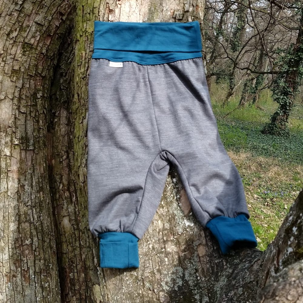 detské merino tepláky sivý melír detské merino tepláky sivý melír