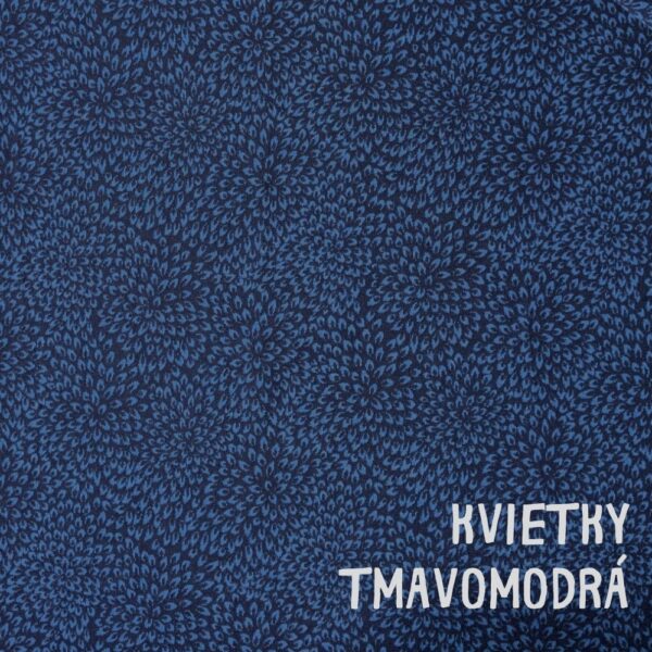 100% merino vzorované - kvietky - tmavomodrá