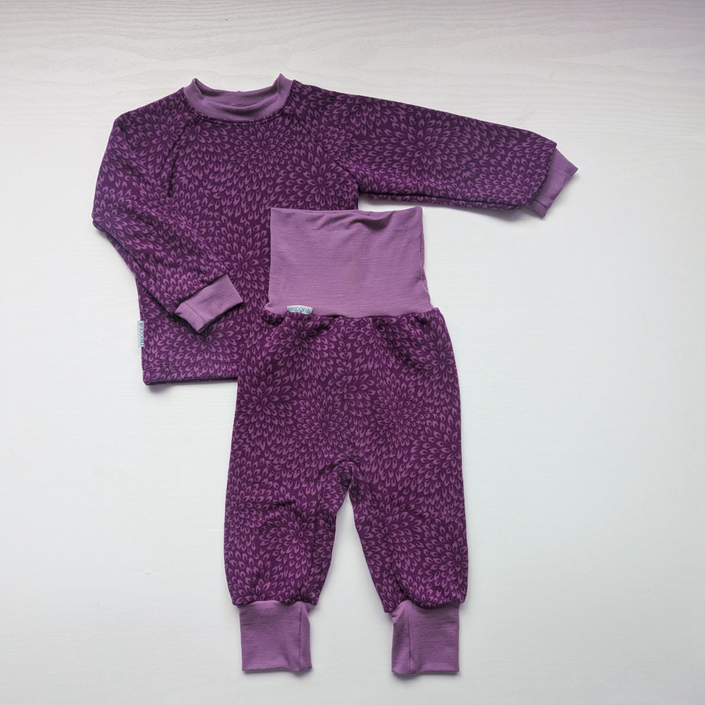 Fuchsiový set pre bábätko z ovčej vlny merino