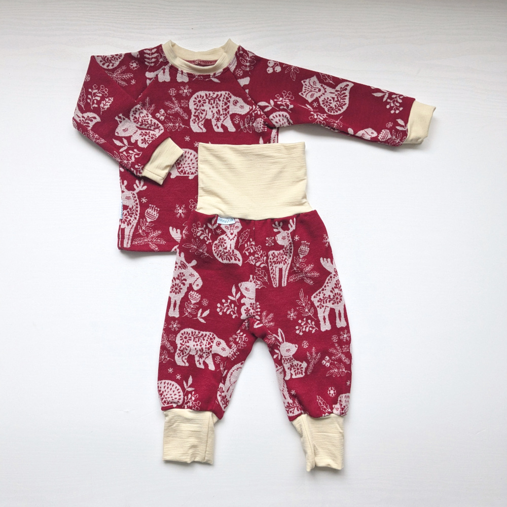 Červený hrubší merino set