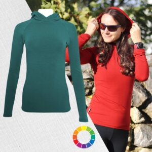 Pružné merino tričko s kapucňou