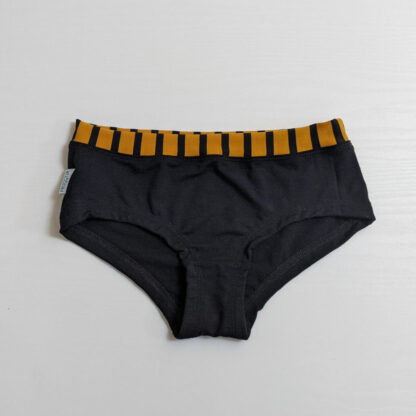 Dámske elastické merino nohavičky Tajov - čierna - žltý pásik