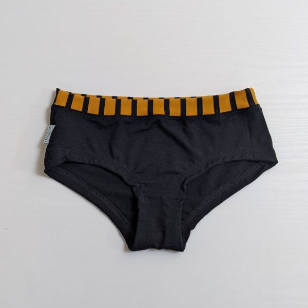 Dámske elastické merino nohavičky Tajov - čierna - žltý pásik