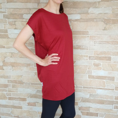Dámske nadrozmerné merino tričko - červená