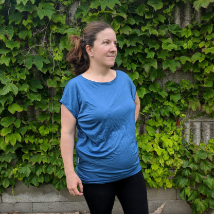 Hladké oversized merino tričko - oceľová modrá