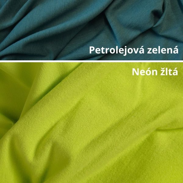 Merino softshell neon žltý - petrolejový zelený patent