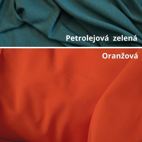 Merino softshell oranžová- petrolejový zelený patent