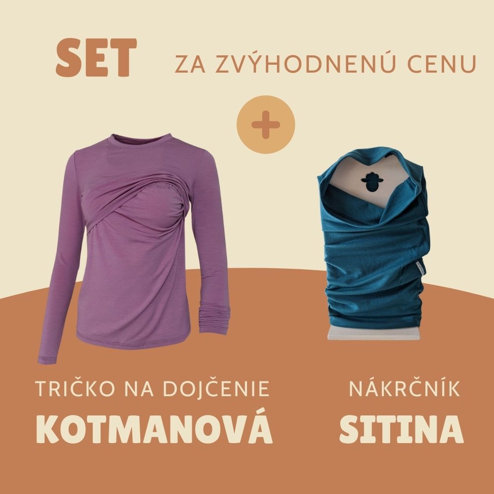 Merino set -tričko na dojčenie Kotmanoová - nákrčník Sitina