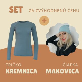 Dámsky merino set tričko a čiapka