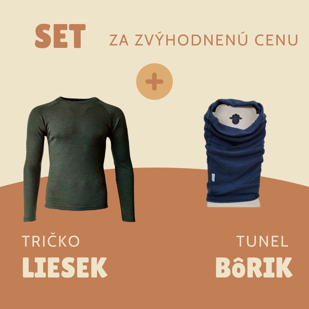 Zvýhodnený merino set - tričko Liesek - tunel Bôrik