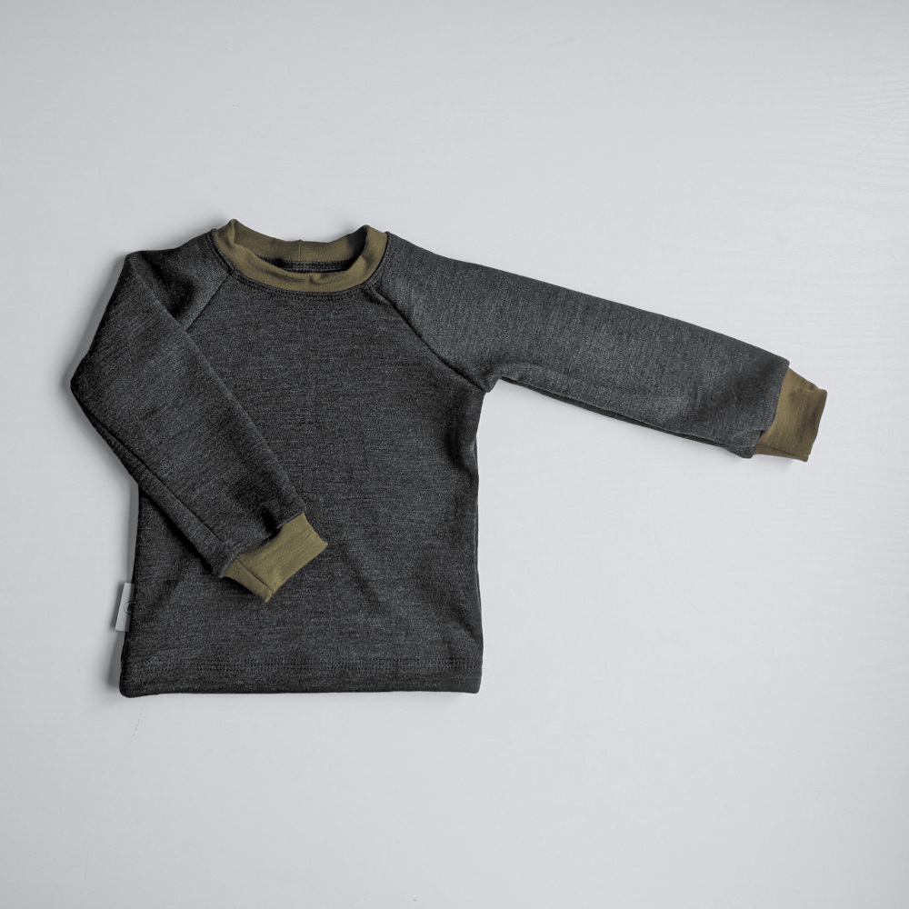 Hrubé vlnené tričko pre deti sivé