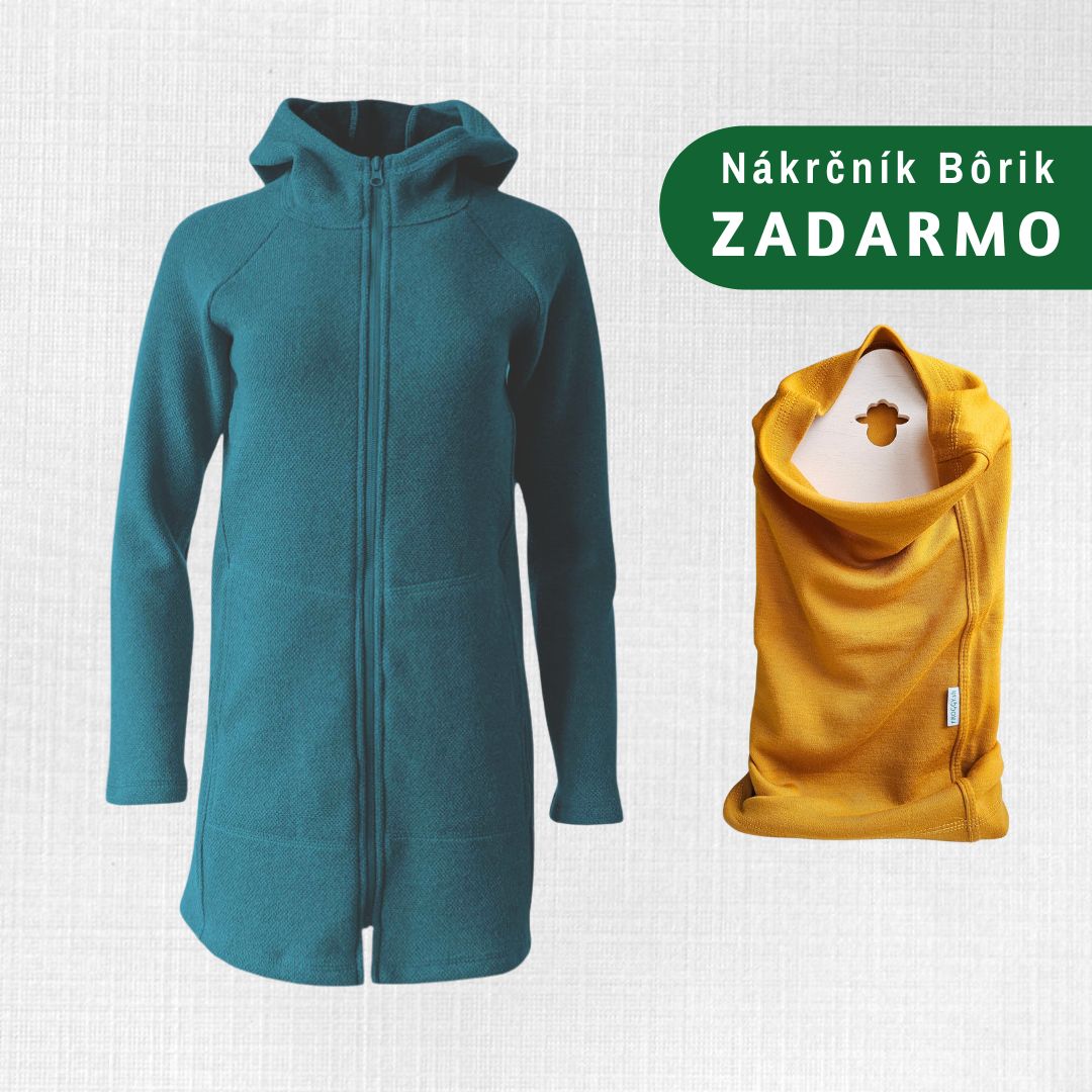 Dámska predĺžená merino mikina Babica