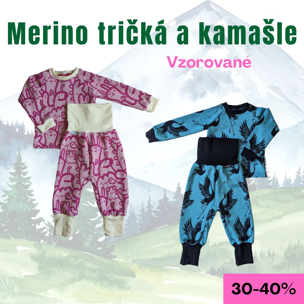 Merino pre bábätká – tričká a kamašle vzorované