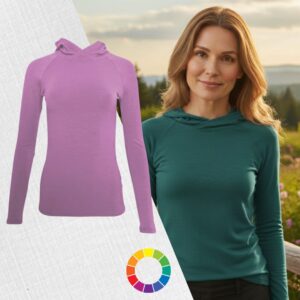 Pružné merino tričko s kapucňou