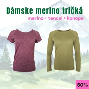 Dámske merino tencel konope tenké tričká