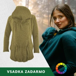 Praktická merino mikina so vsadkou na nosenie detí
